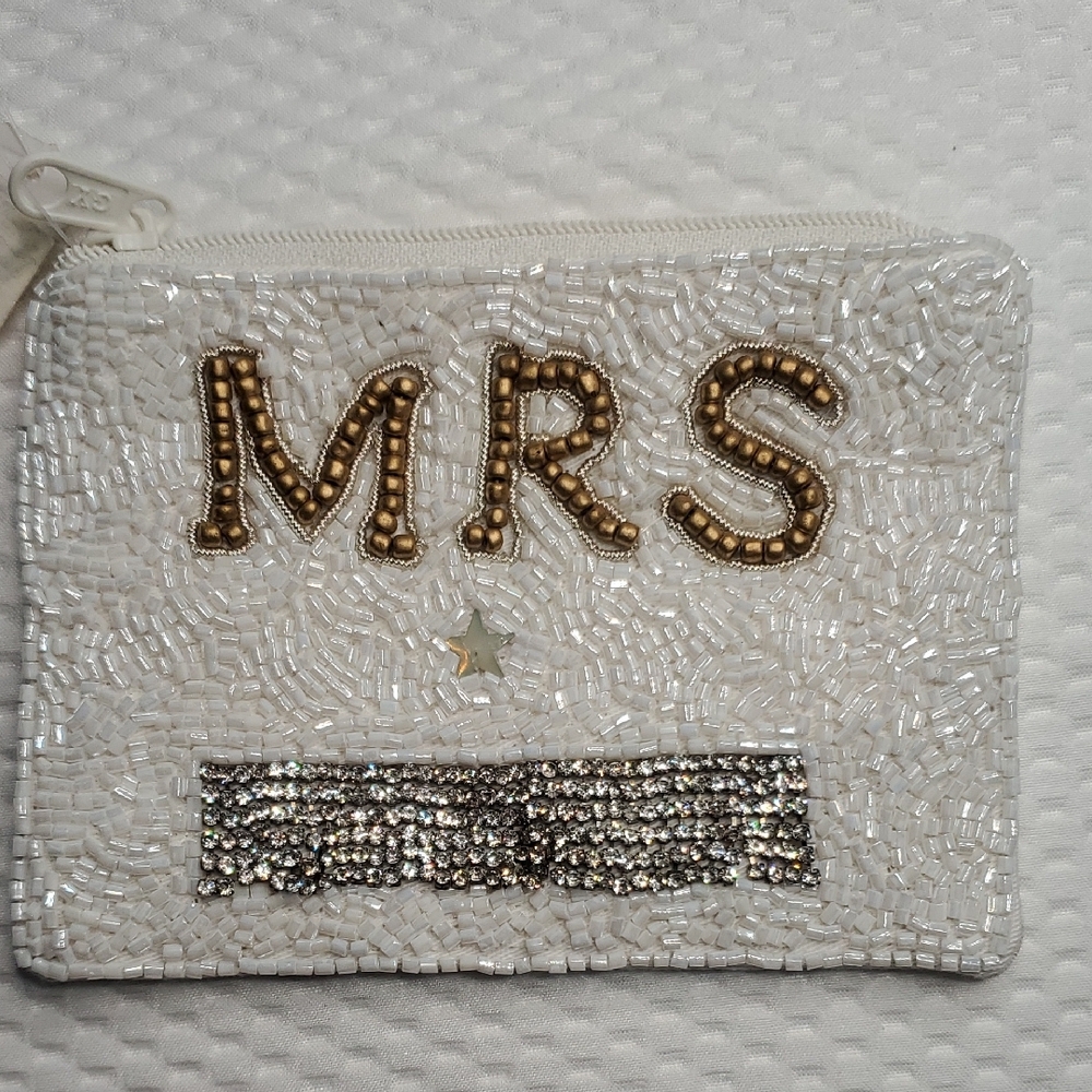 Gold and White Bridal Clutch with Sequins